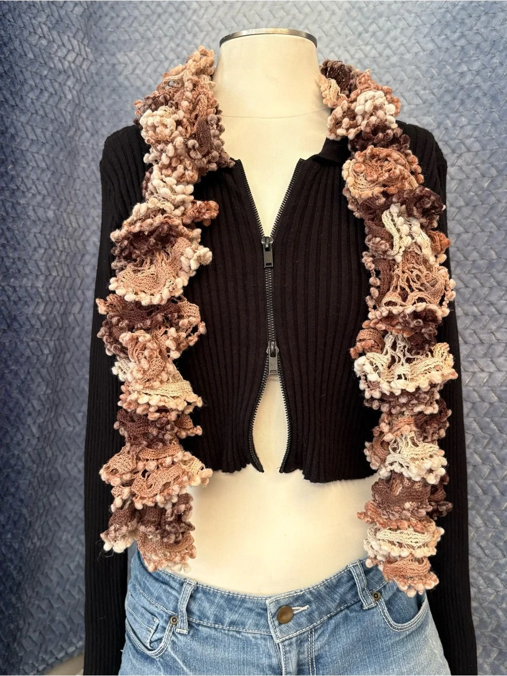 Women's Knit Scarves - Cream, Beige, Brown, Burgundy